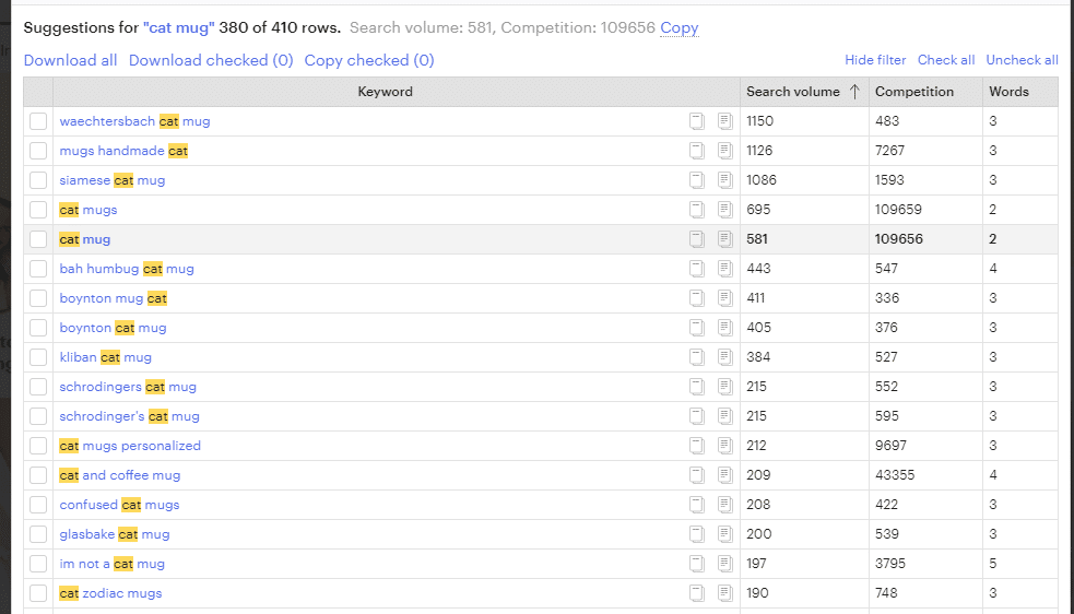 etsy search volume