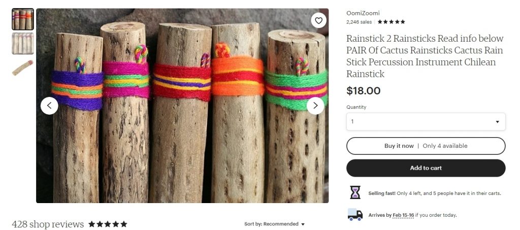 etsy rainsticks