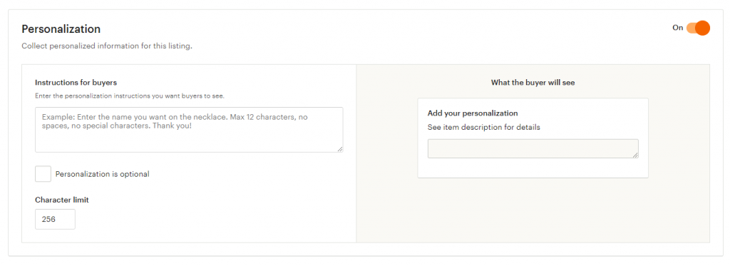 How To Add Personalization to Etsy Listing