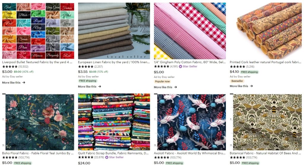 fabric on etsy