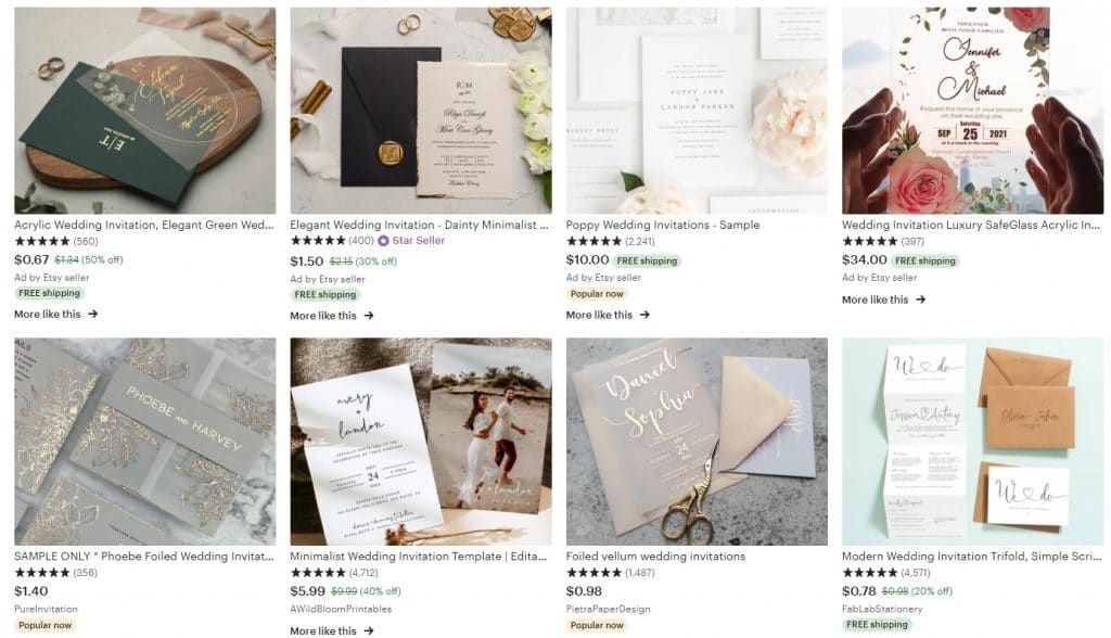 wedding supplies on etsy