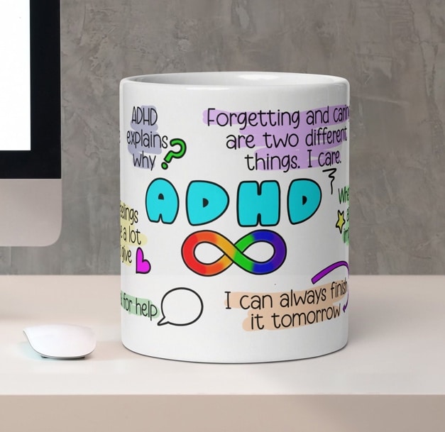ADHD mug, Custom Affirmation, ADHD gifts, ADHD awareness, Mental health mug, Psychology mug, Self love mug, Therapy affirmations image 1