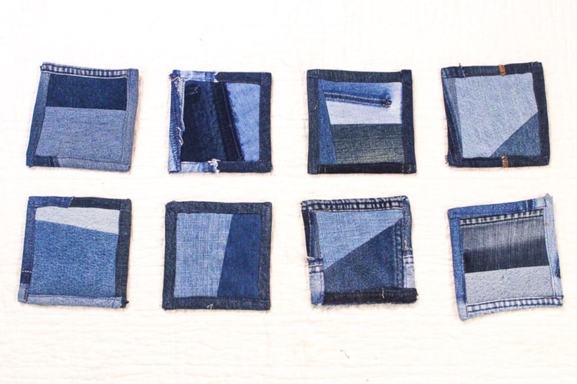 Coaster / Cup Quilts Patchworked from Deconstructed Recycled Jeans image 1