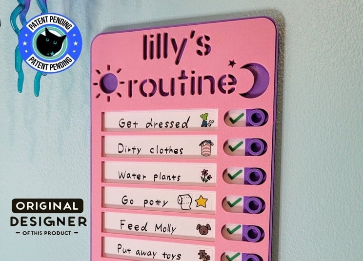 Sliding Routine Chart, Chore Chart, Daily Checklist, Kids Daily Tasks, Daily Routine Magnetic Dry-erase Personalized multiple colors image 1