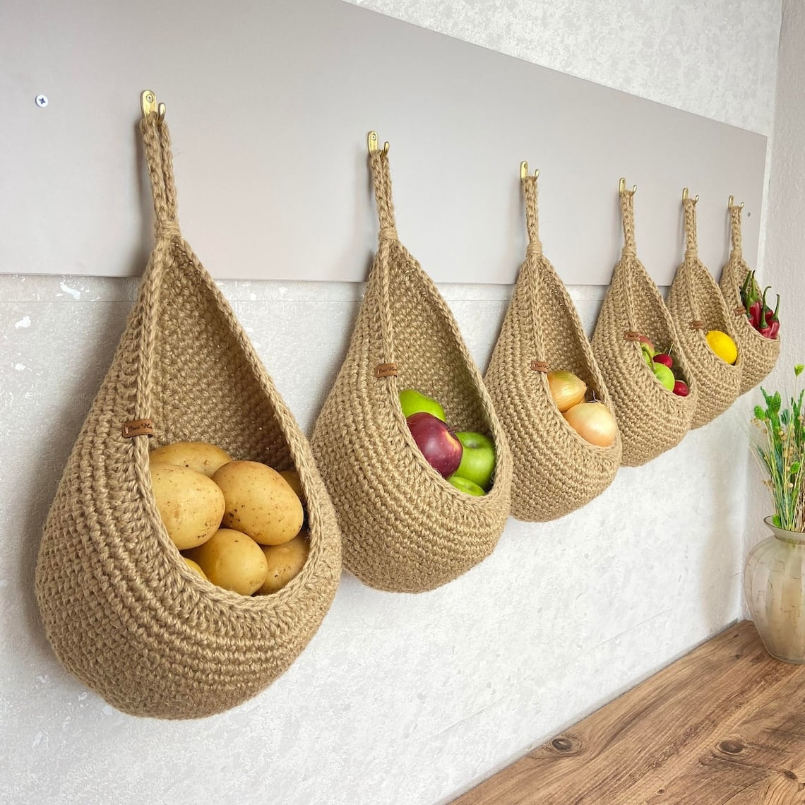 Jute Basket, Wall Hanging Basket, Storage Basket, Pantry Organizer, Mudroom Organizer image 1