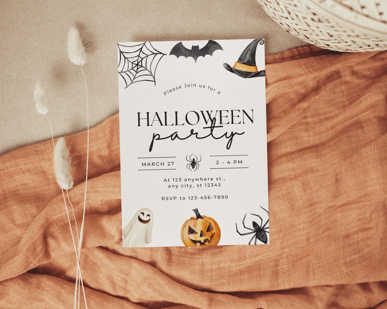 Halloween Party Invitation, Halloween Invitation template, Editable Halloween Invitation, Editable Party Invitation, instant download KEN image 1