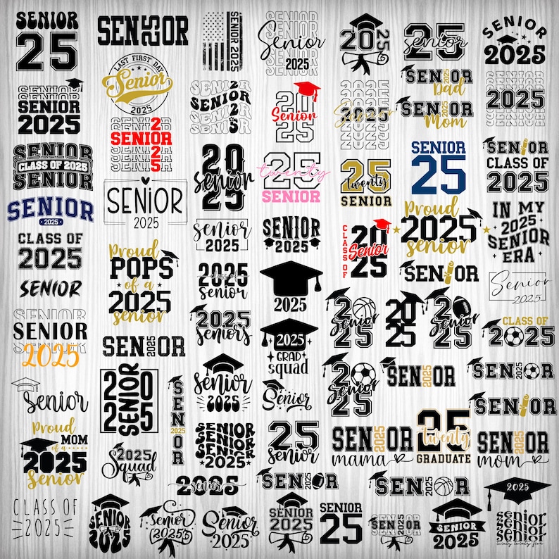 Senior 2025 SVG Bundle, Senior 2025 SVG, Graduation svg Bundle, Senior SVG, Graduation Shirt svg, class of 25 svg, Senior 25, Class of 2025 image 1