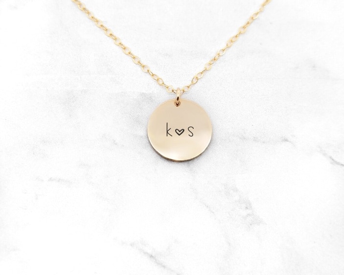 Custom Disc Necklace Initial Disc Necklace Personalized Disc Necklace Couples Necklace Anniversary necklace image 1