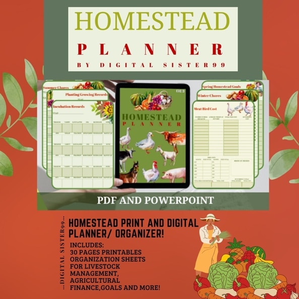 Homestead planner and organizer, printable, live management, finance, GOALS, inventory and more.