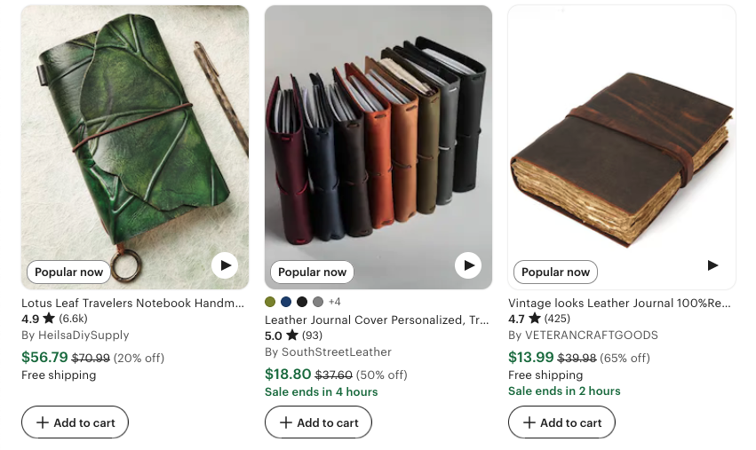 A collage of different leather bound notebooks Description automatically generated