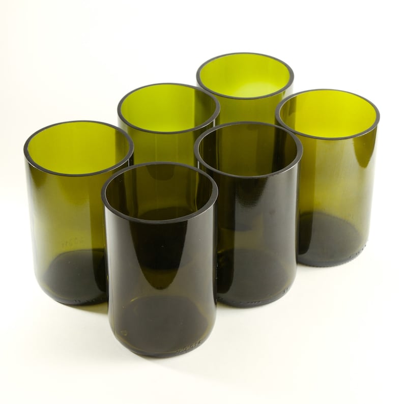 12 oz Wine bottle Glasses | Upcycled Tumblers | Eco Drinking Cups | 350ML Restaurant Water Glasses image 1